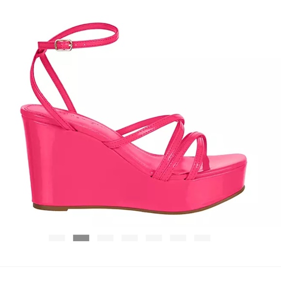 Womens Madden Girl Bright Pink Paten Wedge Size 10 - Picture 2 of 9